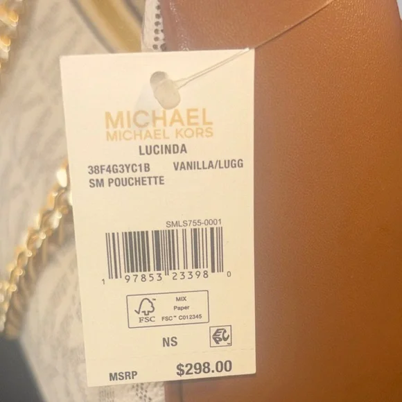 Michael Kors Cream Monogram Shoulder Bag with Gold Chain - Picture 2 of 7